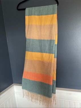 Striped Multi-Color Fringe Scarf Wrap - Casual Layering